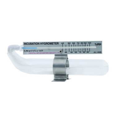 Hygrometer natte bol met glazen waterreservoir en kous 
