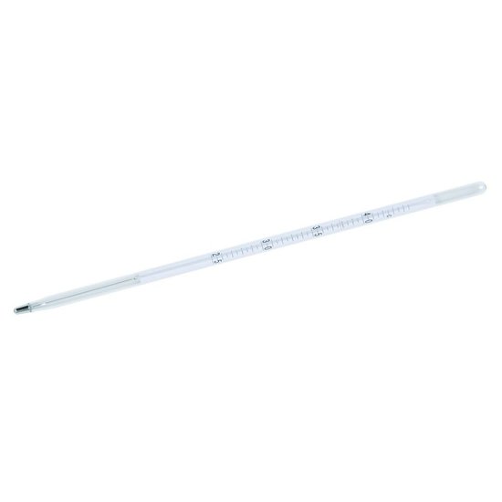 Thermometer groot model lengte 30 cm, ø 9 mm in °C (alcohol blauw)
