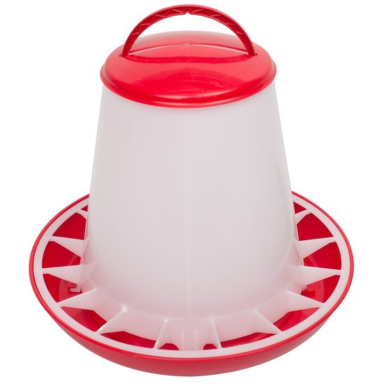 Voerhopper met deksel inhoud 1 kg (rood/wit)