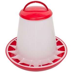 Voerhopper met deksel inhoud 3 kg (rood/wit)